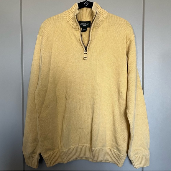 100% Cotton Yellow Quarter Zip Sweater - Picture 1 of 4